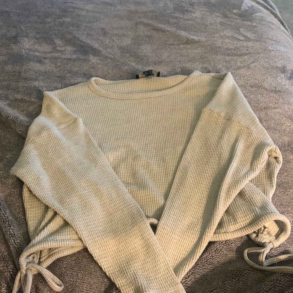 Grey side tie sweater